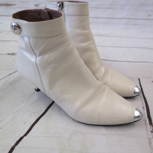 Barbara Bui Shoes - Barbara Bui Ankle Boot Cream Leather Silver Cap